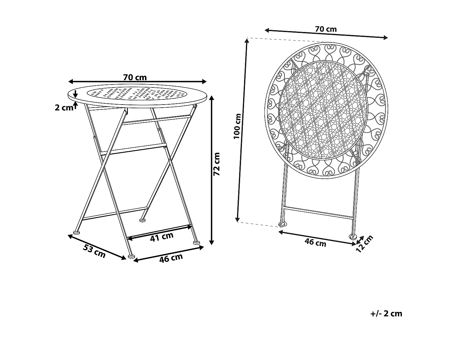 Bistrotafel TRIESTE 70 cm 70 cm Metaal Lichtbeige