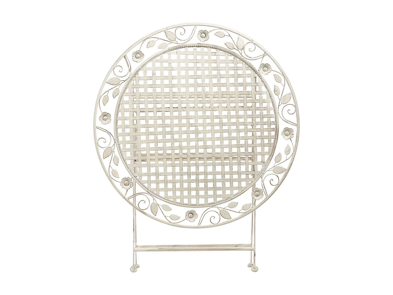 Stilvoller Gartentisch Metall cremeweiß rund klappbar 90 cm Bivio