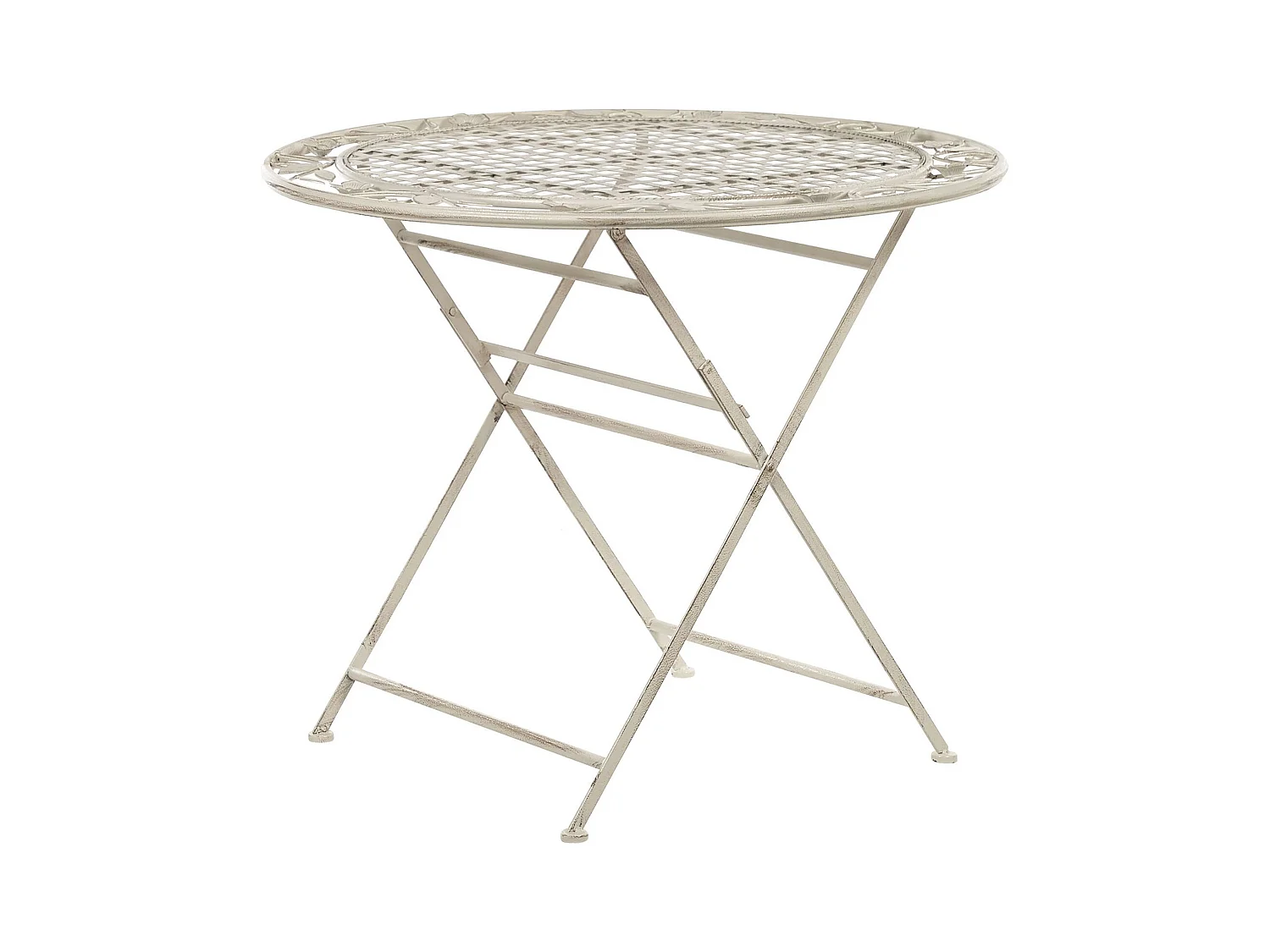 Table bistrot BIVIO 90 cm 90 cm Métal Blanc cassé