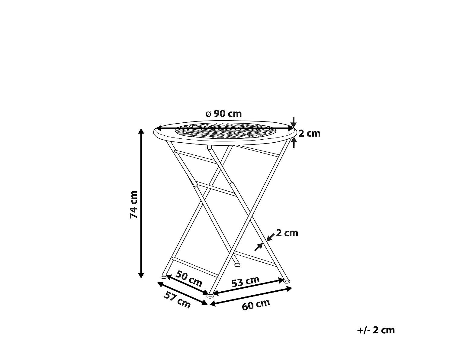Table bistrot BIVIO 90 cm 90 cm Métal Blanc cassé