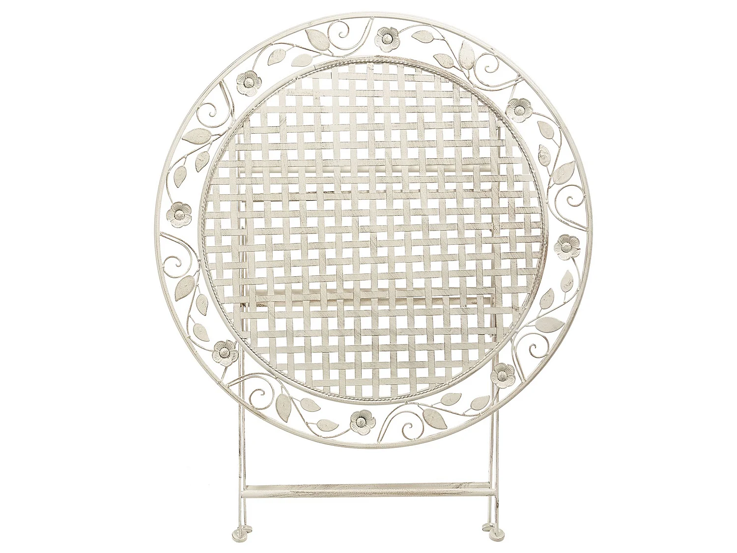 Table bistrot BIVIO 90 cm 90 cm Métal Blanc cassé