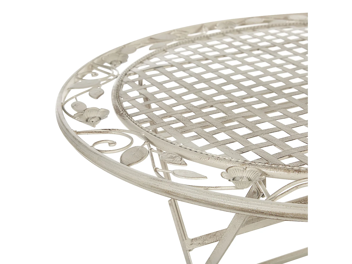 Table bistrot BIVIO 90 cm 90 cm Métal Blanc cassé
