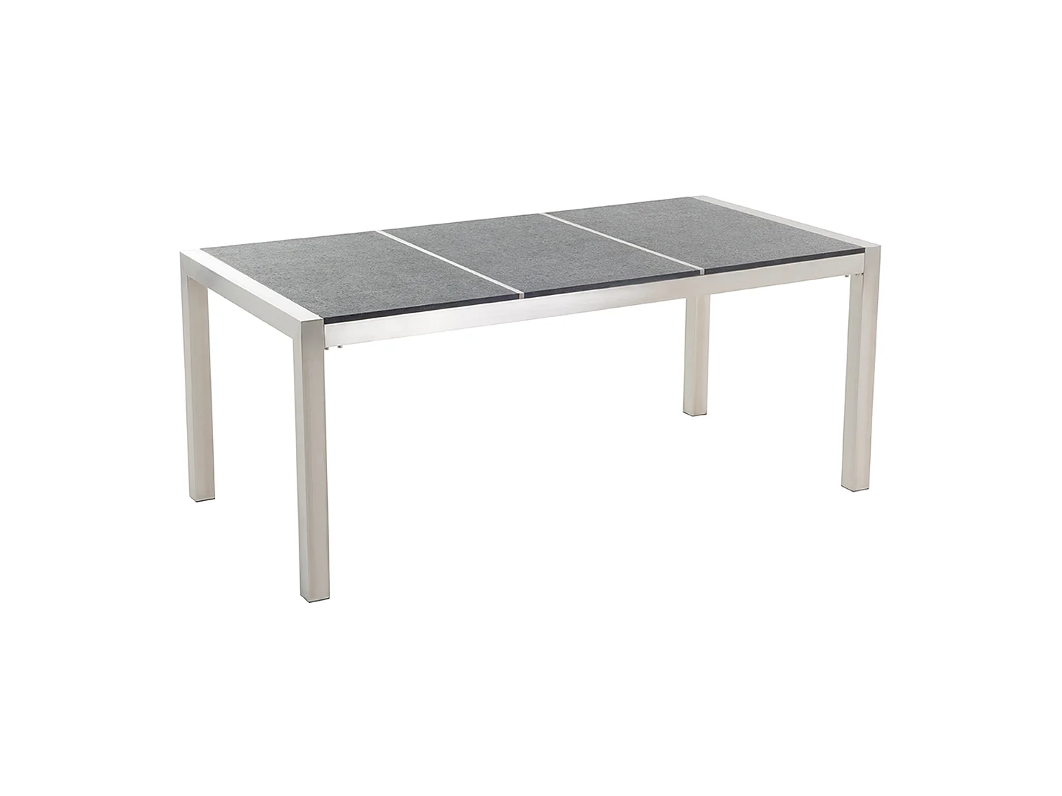 Gartentisch Basalt 180 cm 3 Tischplatten grau / schwarz / silber Grosseto