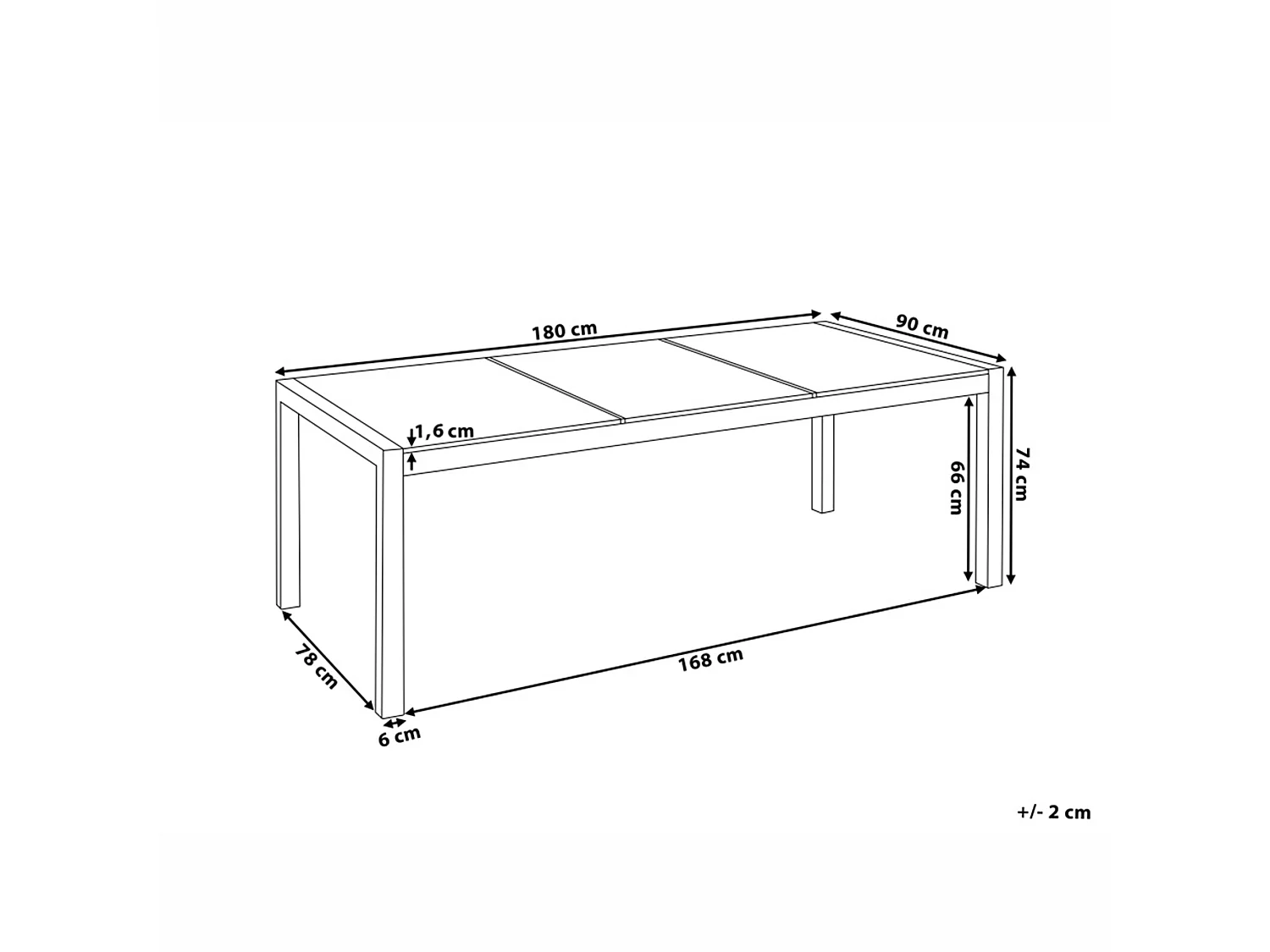 Table de salle à manger de jardin GROSSETO 180 cm 90 cm Flammé Granit Gris graphite