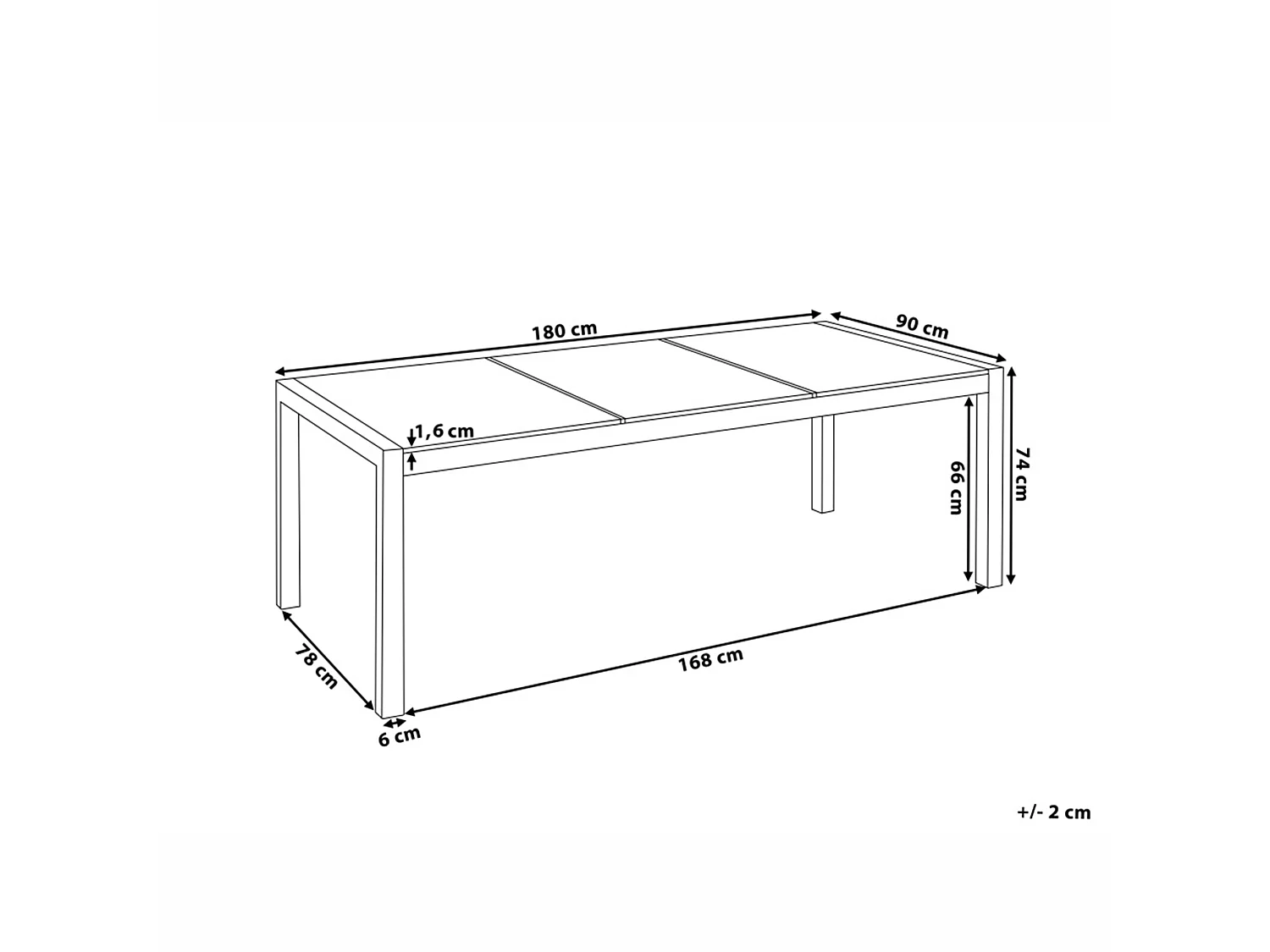 Stół ogrodowy GROSSETO 180 cm 90 cm Płomieniowany Granit Grafitowy