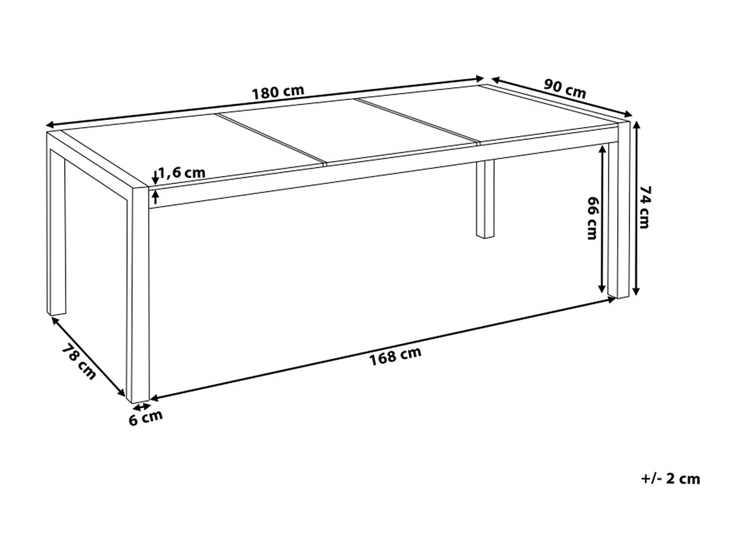 Table de salle à manger de jardin GROSSETO 180 cm 90 cm Flammé Granit Gris graphite