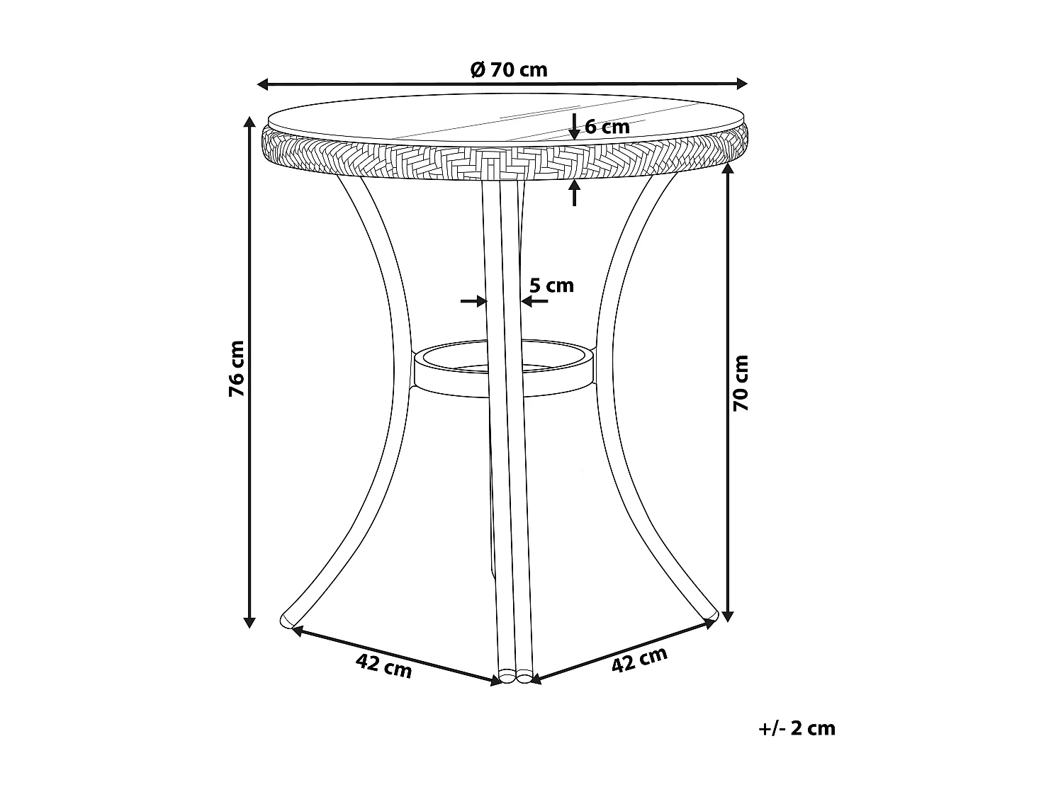 Table bistrot RIFREDDO 70 cm 70 cm Verre Noir