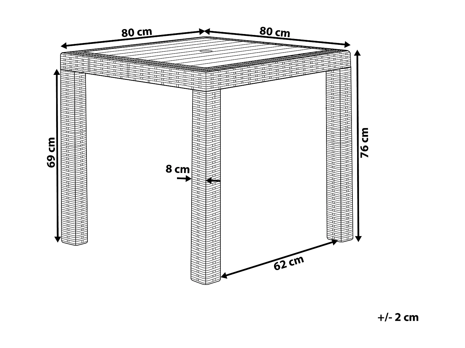 Stół ogrodowy FOSSANO 80 cm 80 cm Jasnoszary