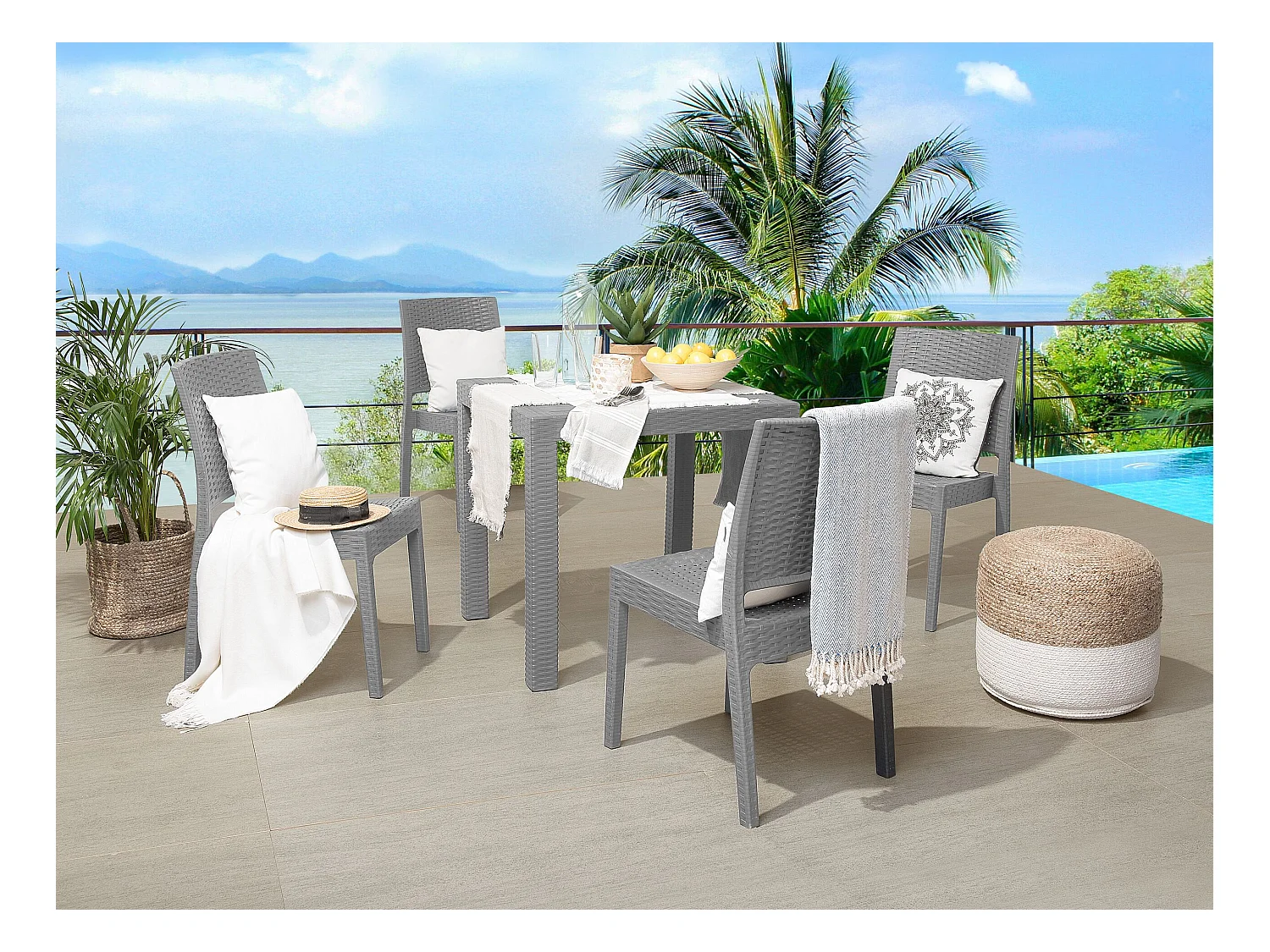 Tavolo da pranzo da giardino FOSSANO 80 cm 80 cm Grigio chiaro
