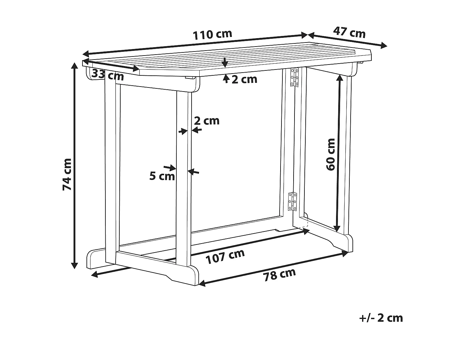 Stolik balkonowy TREIA 110 cm 47 cm Drewno akacjowe Brązowy