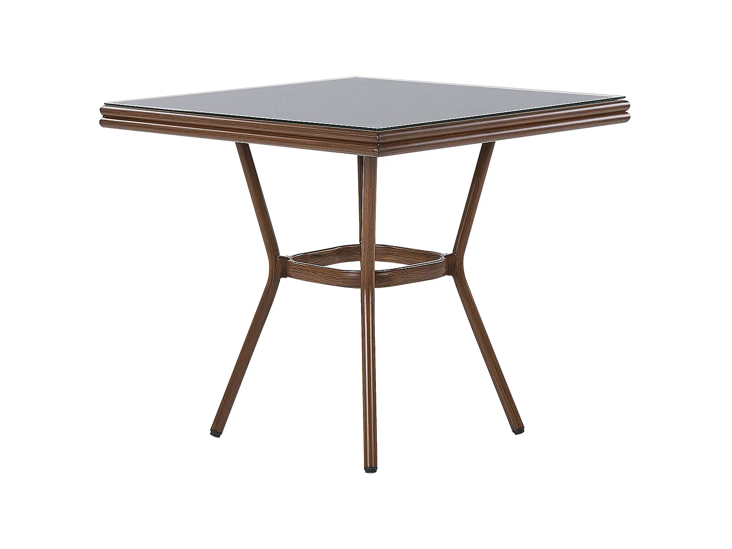 Gartentisch Aluminium schwarz / dunkler Holzfarbton 80 x 80 cm CASPRI