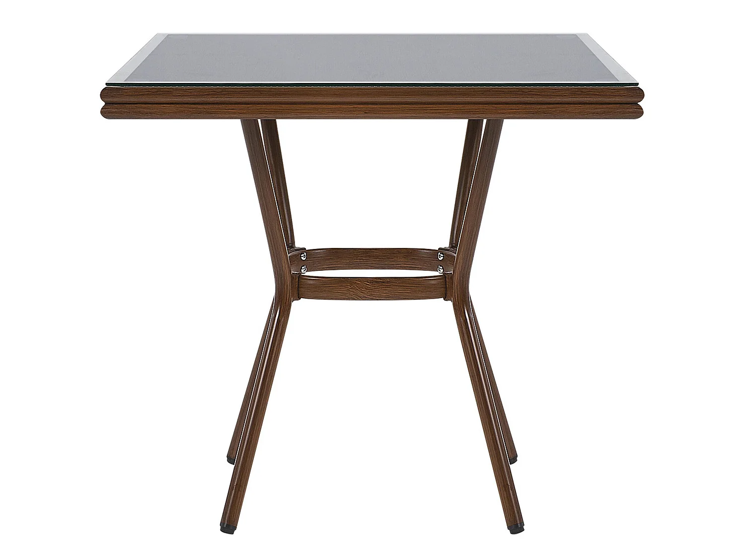 Gartentisch Aluminium schwarz / dunkler Holzfarbton 80 x 80 cm CASPRI