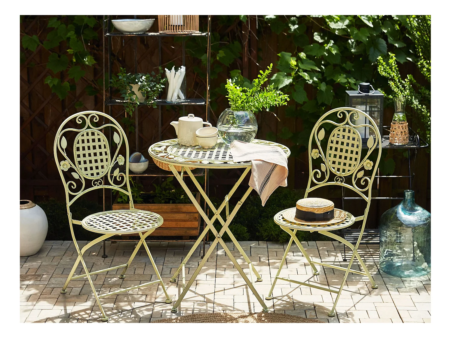 Mesa de balcón BIVIO 70 cm 70 cm Metal Verde claro