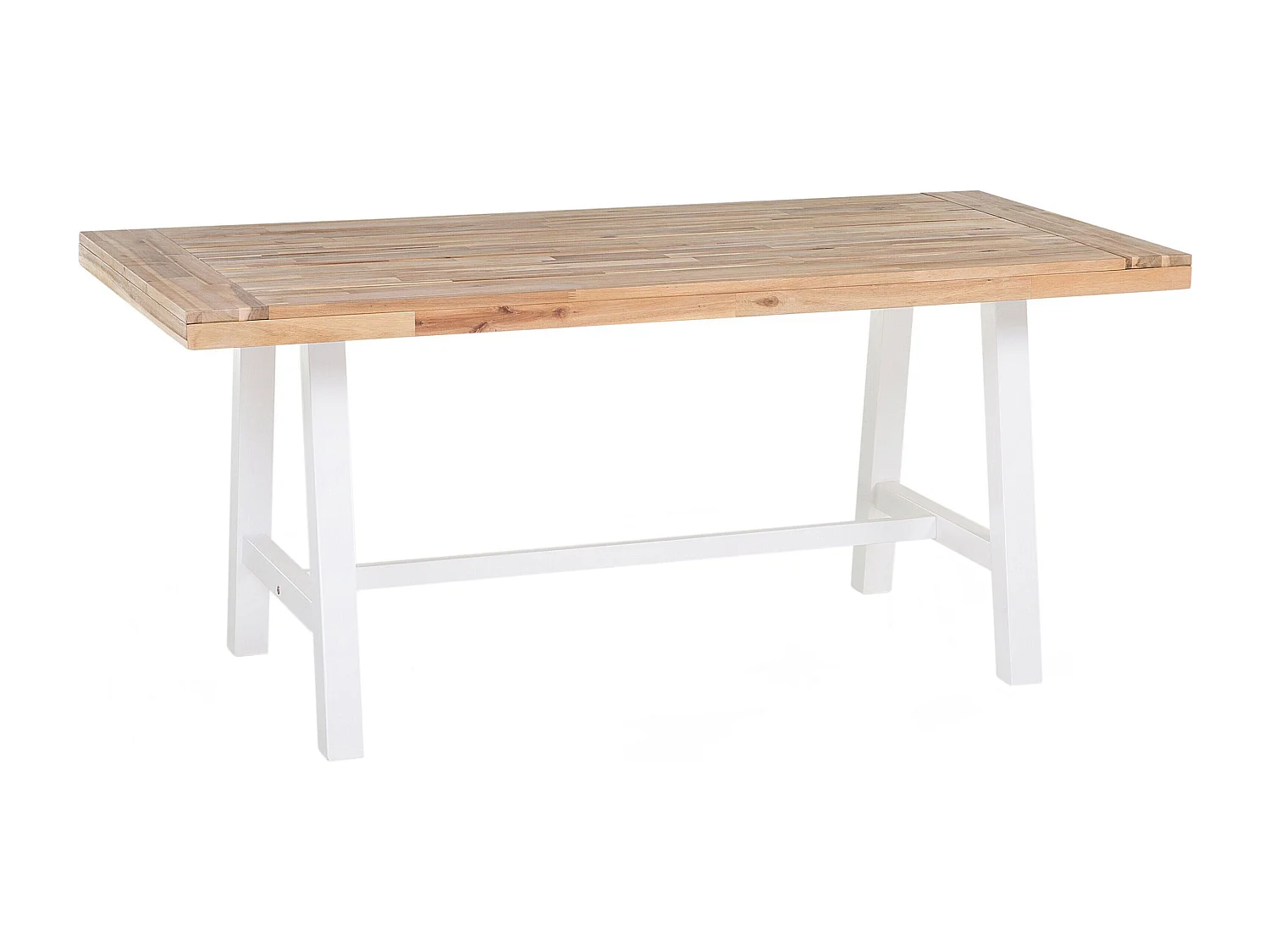 Rustikaler Esszimmertisch Akazienholz Massivholz braun / weiße Beine Scania