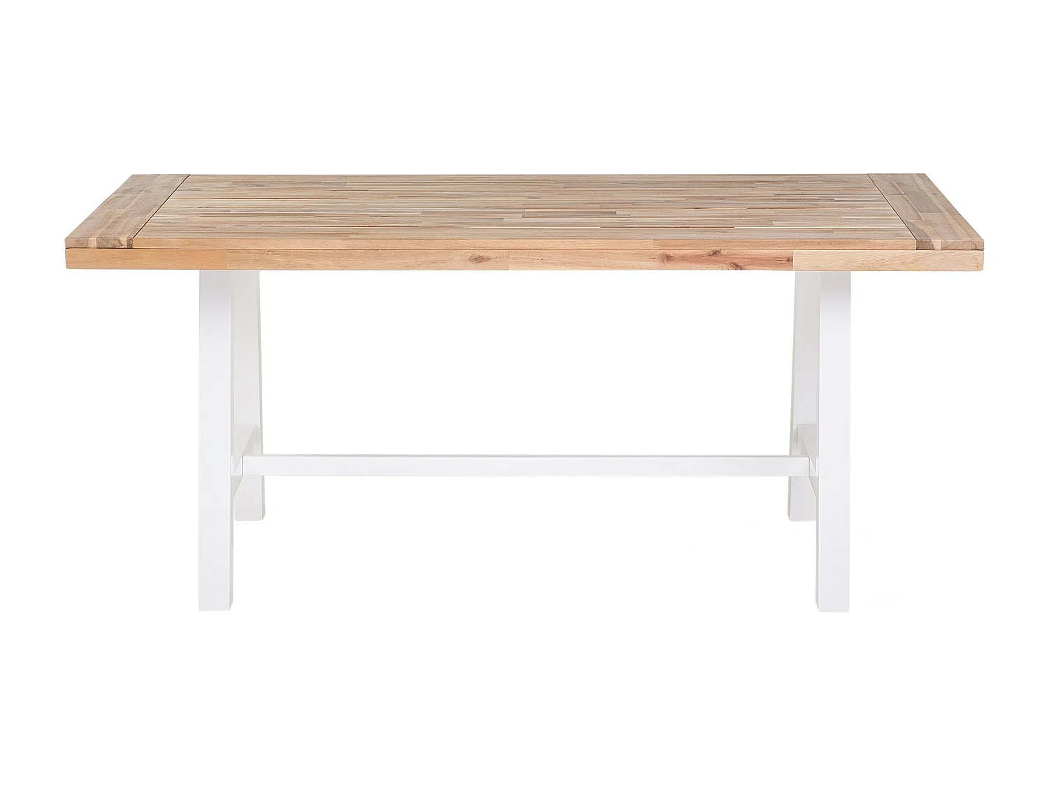 Rustikaler Esszimmertisch Akazienholz Massivholz braun / weiße Beine Scania