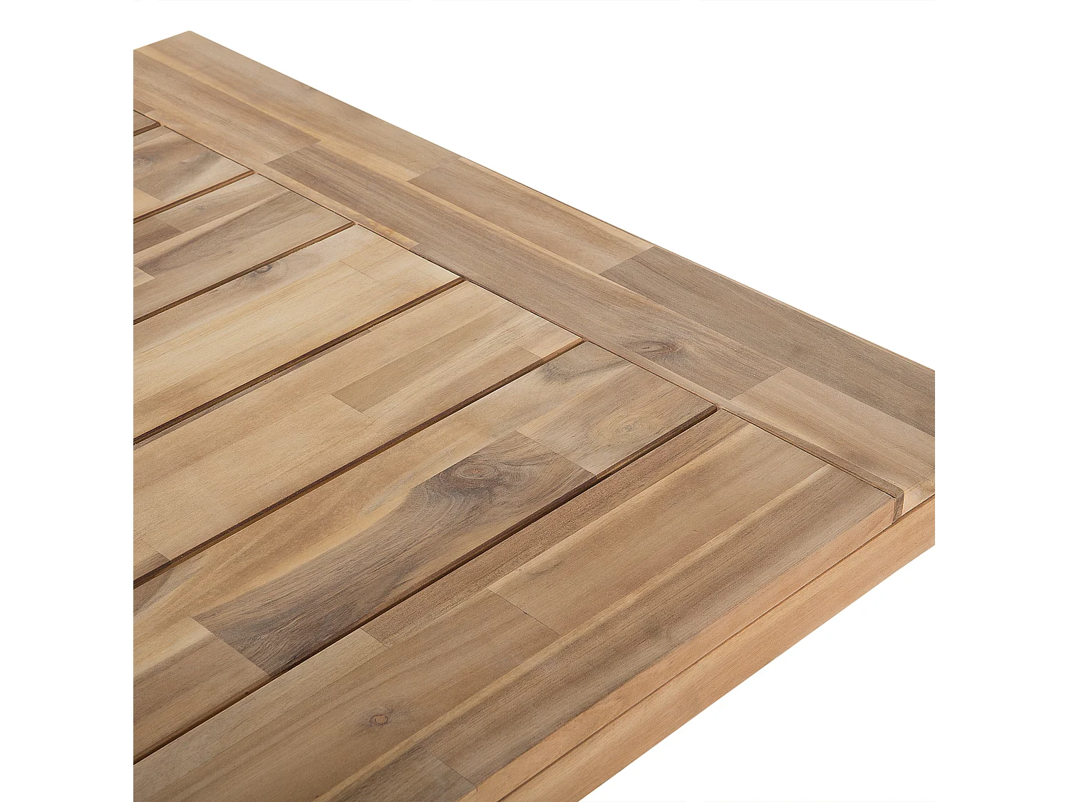 Rustikaler Esszimmertisch Akazienholz Massivholz braun / weiße Beine Scania