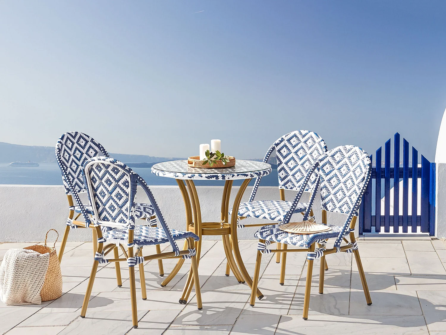 Table bistrot RIFREDDO 70 cm 70 cm Verre Bleu