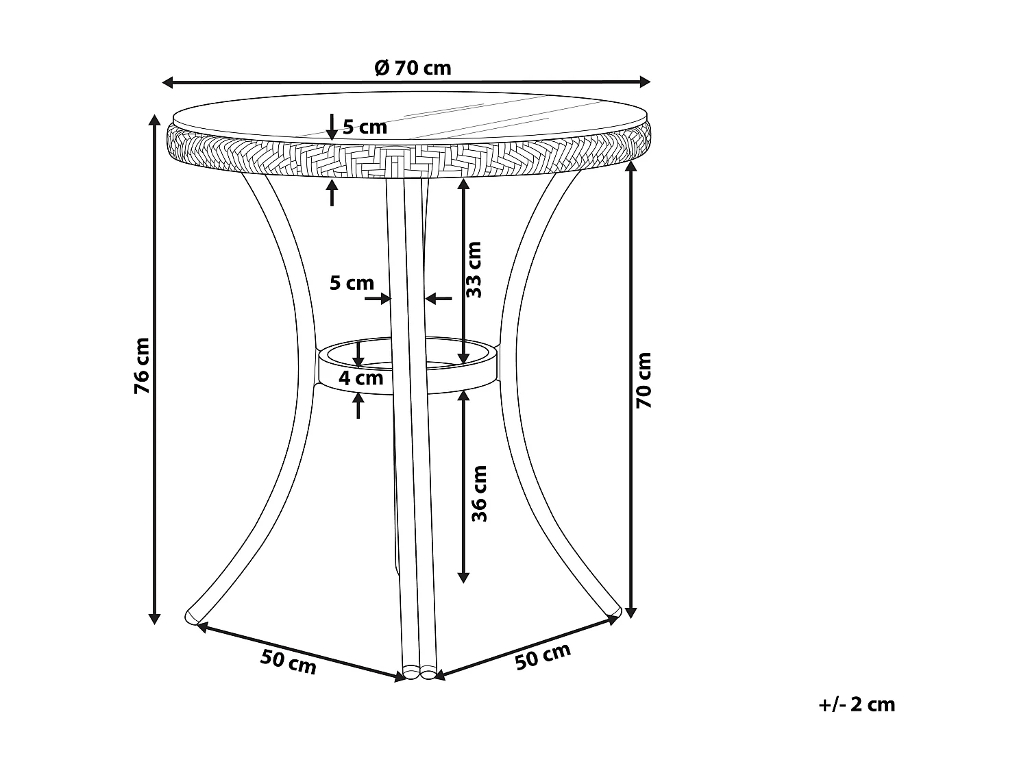 Table bistrot RIFREDDO 70 cm 70 cm Verre Bleu