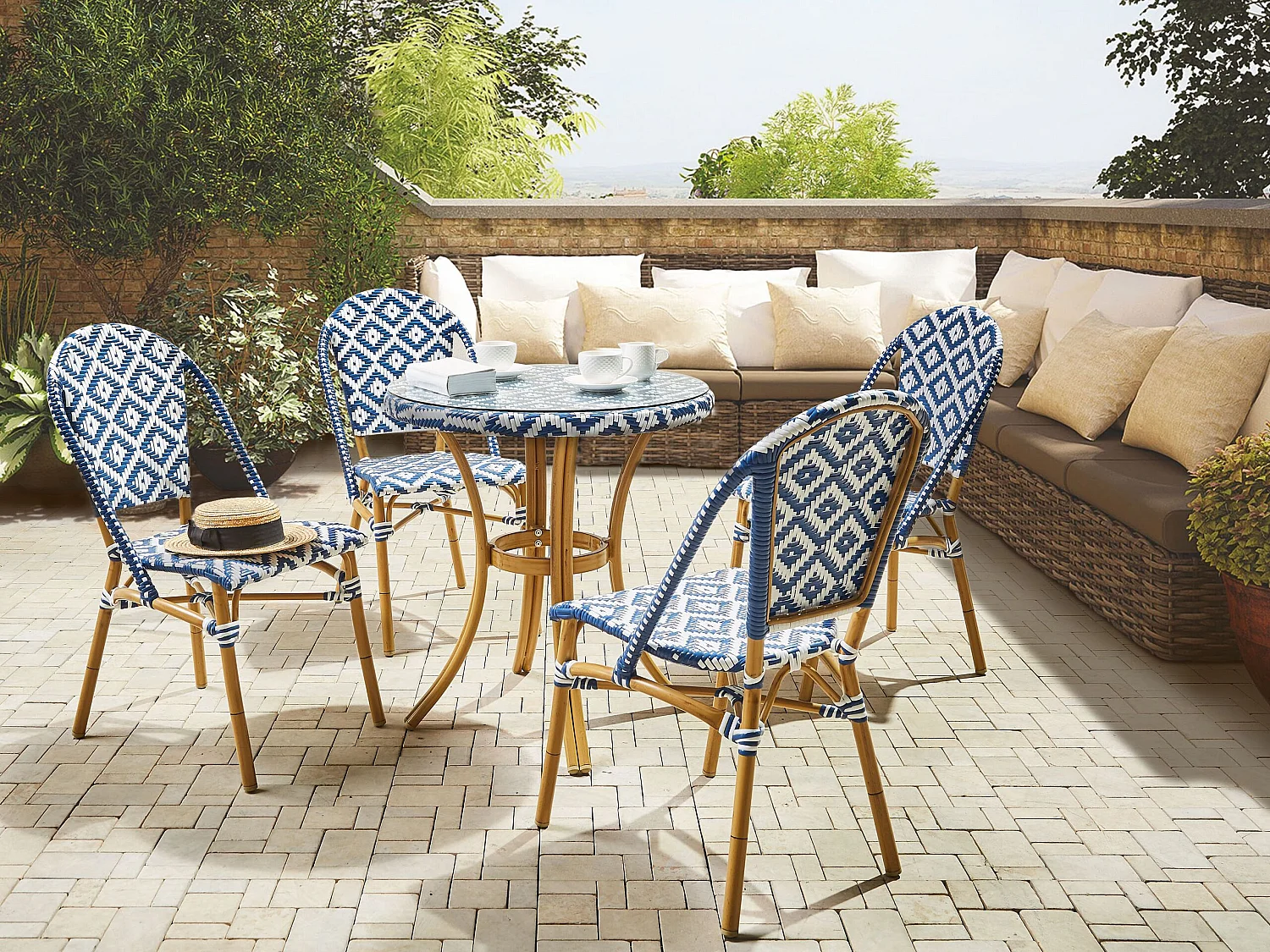 Bistro Table RIFREDDO 70 cm 70 cm Tempered Glass Blue