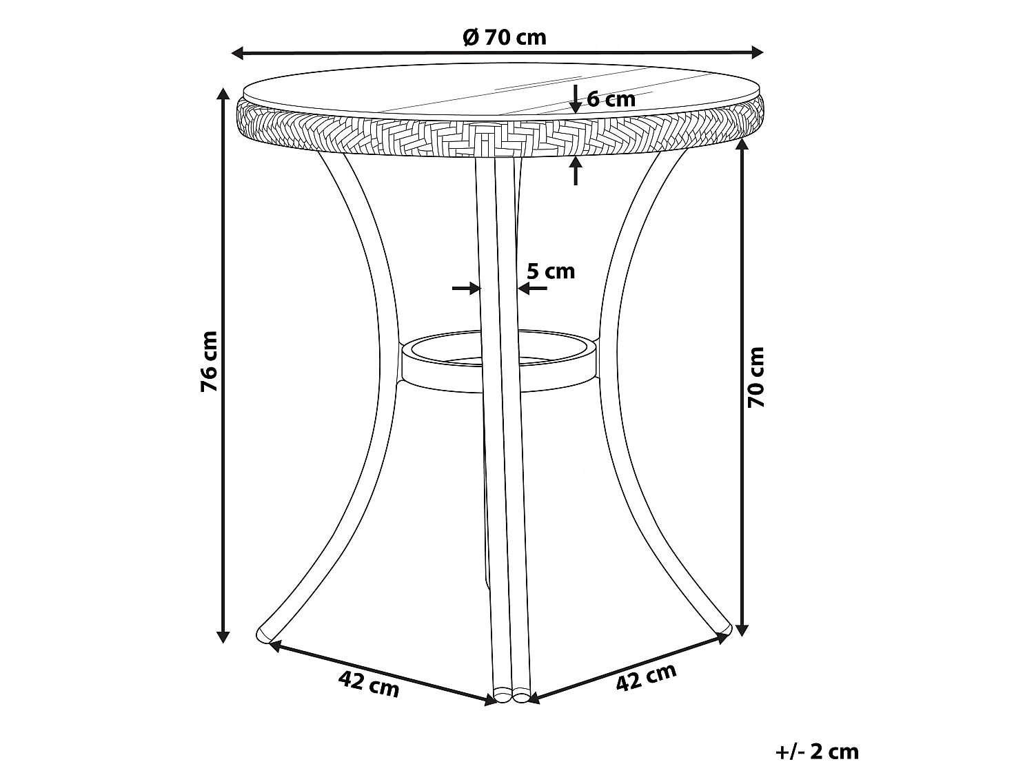 Bistro Table RIFREDDO 70 cm 70 cm Tempered Glass Blue