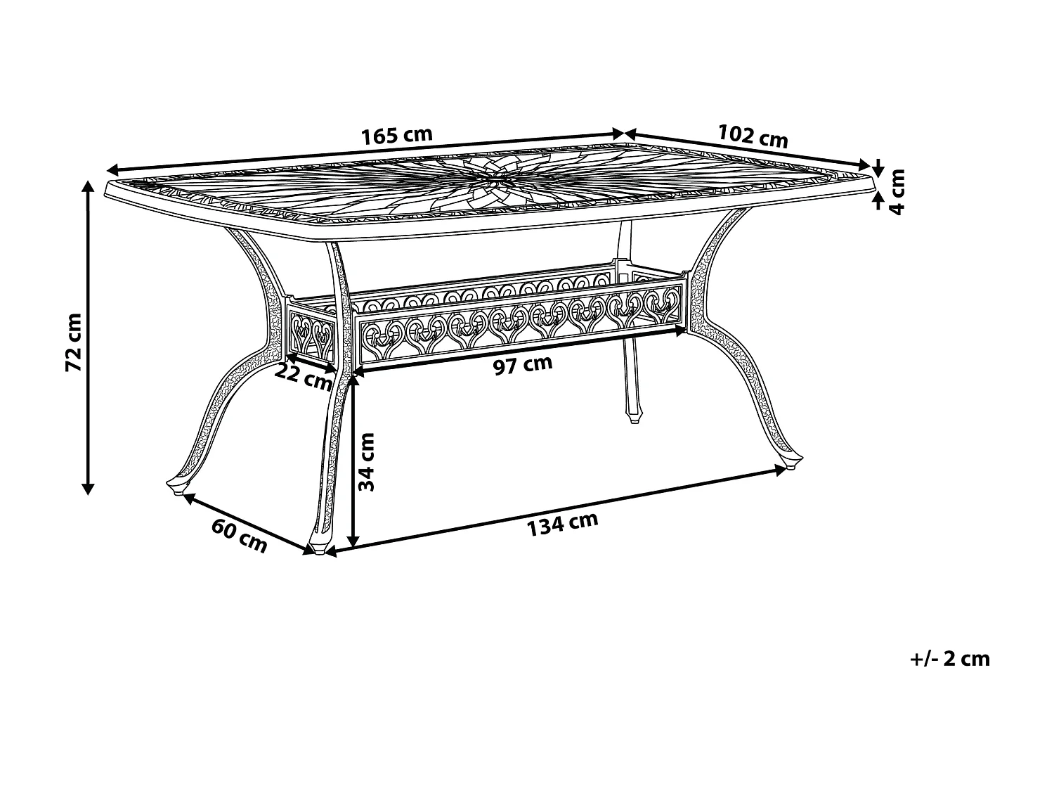 Gartentisch LIZZANO 165 cm 102 cm Metall Dunkelbraun