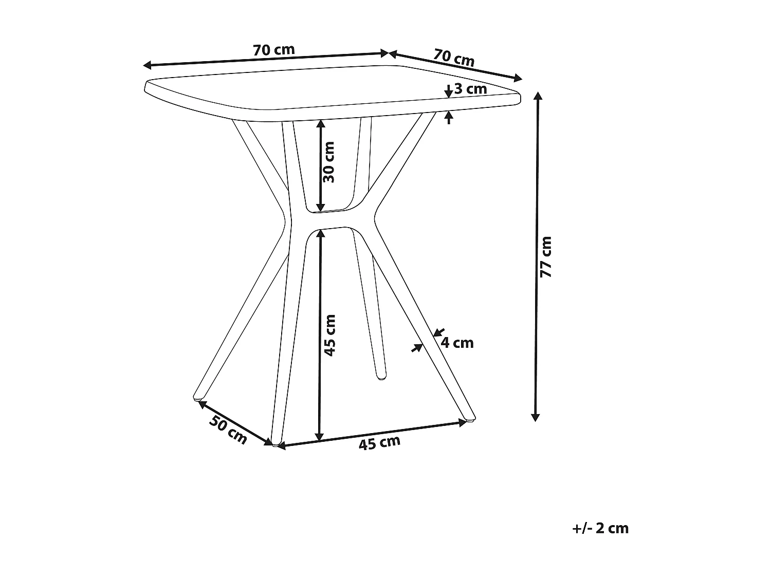 Table de salle à manger de jardin SERSALE 70 cm 70 cm Blanc