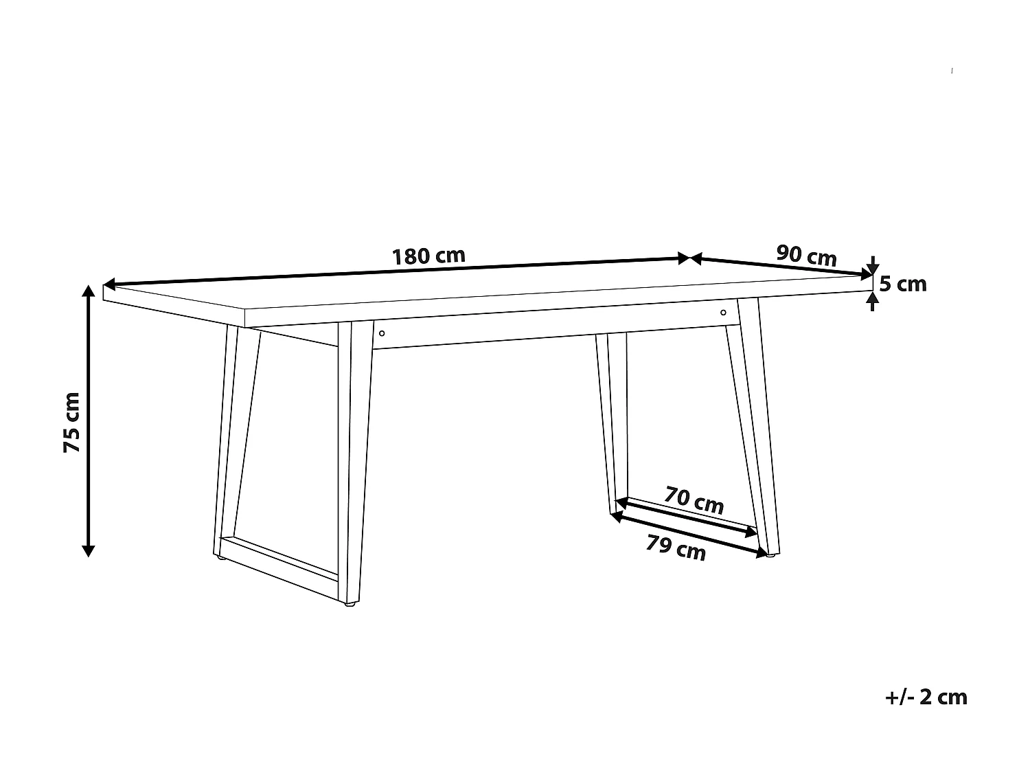 Table de salle à manger de jardin ORIA 180 cm 90 cm Béton Gris
