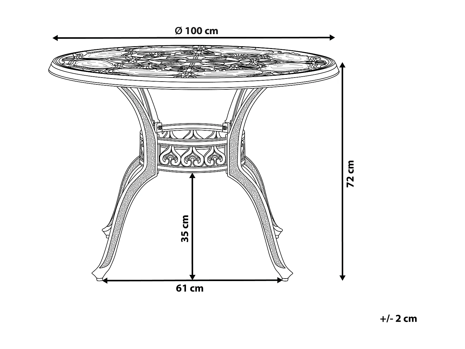 Table de salle à manger de jardin SAPRI 100 cm 100 cm Métal Marron foncé