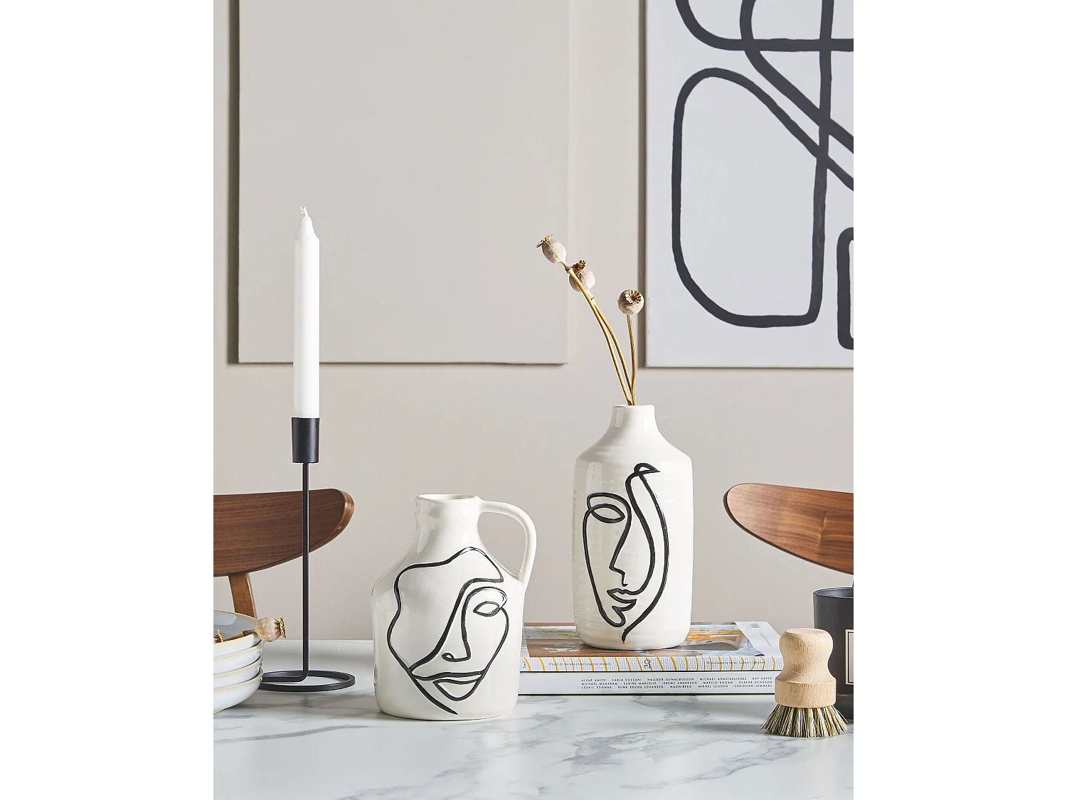 Vase à fleurs AENUS Grès 22 cm Blanc