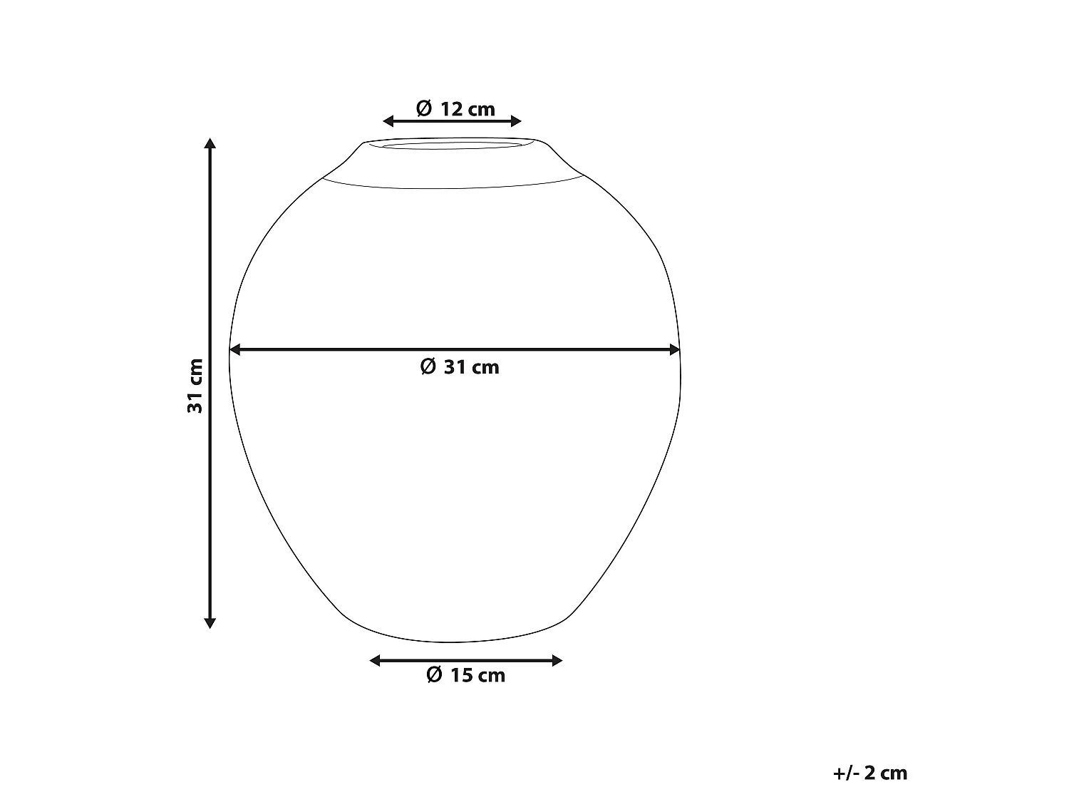Vaso decorativo terracotta nero 31 cm LAURI