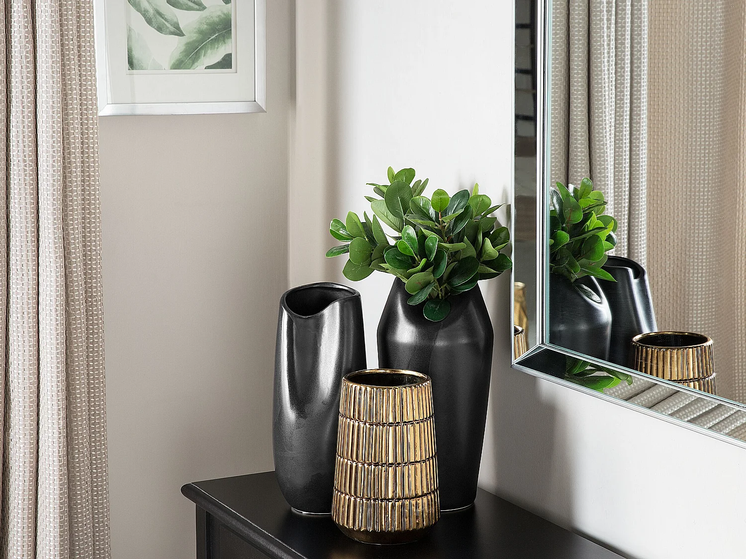 Vase décoratif QANAWAT Grès 22 cm Doré