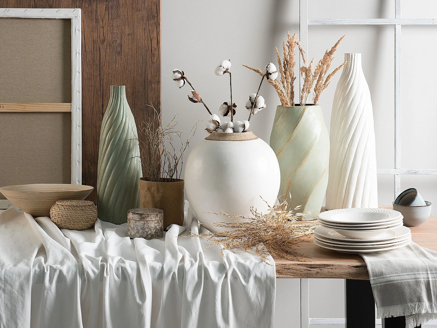 Decovaas FLORENTIA Keramiek 54 cm Wit