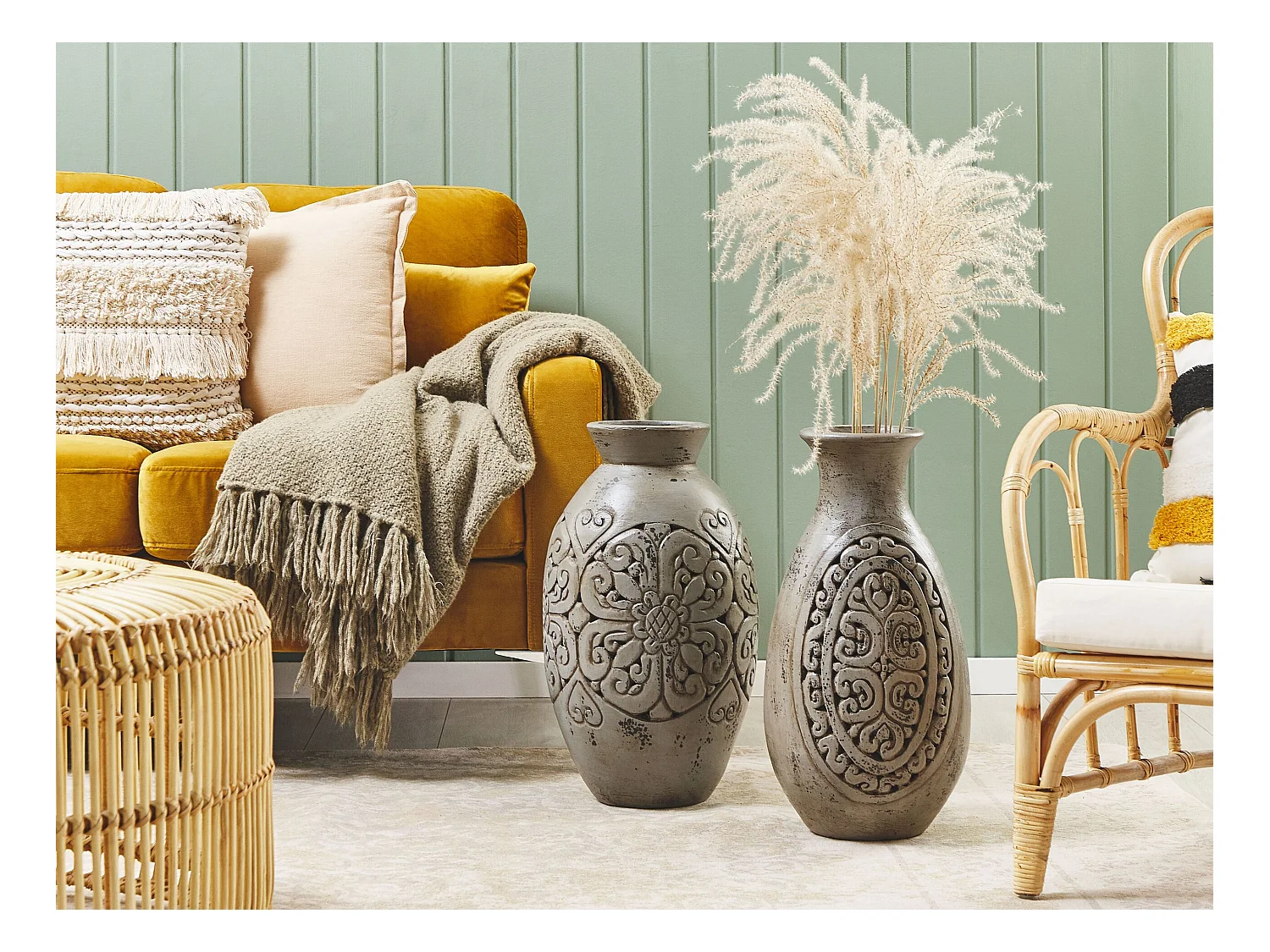 Vase décoratif MEGARA Céramique 51 cm Gris