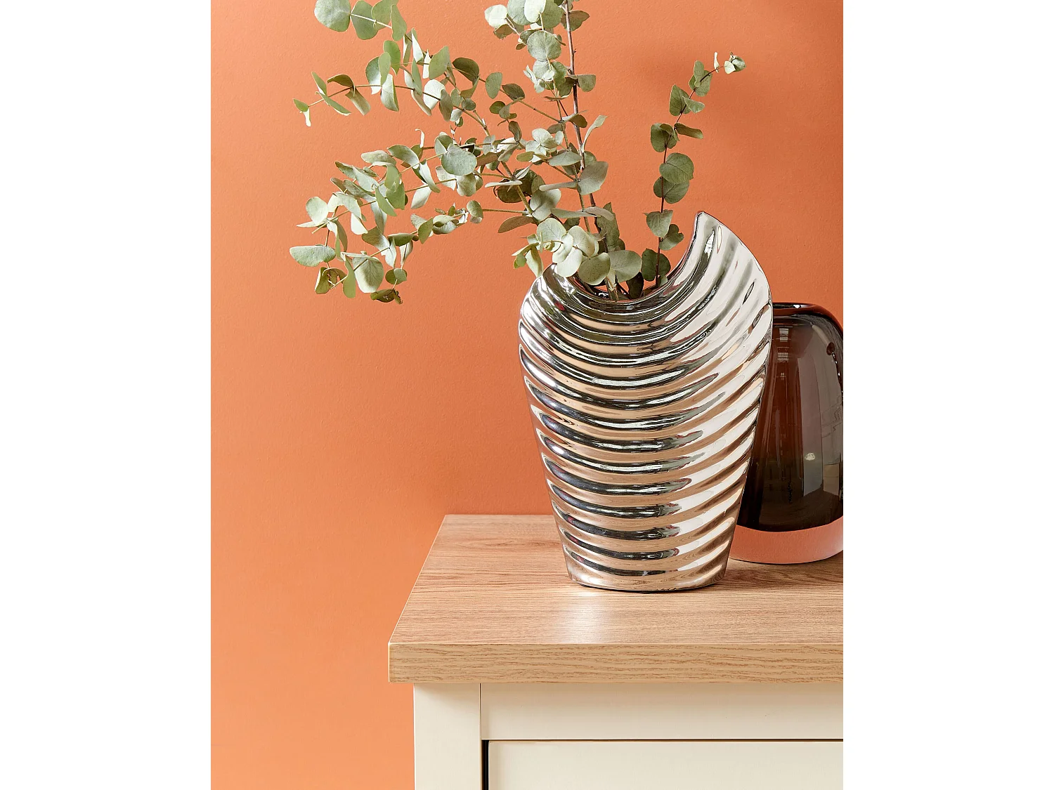 Prächtige Vase in Silber-Optik silbern Ecetra