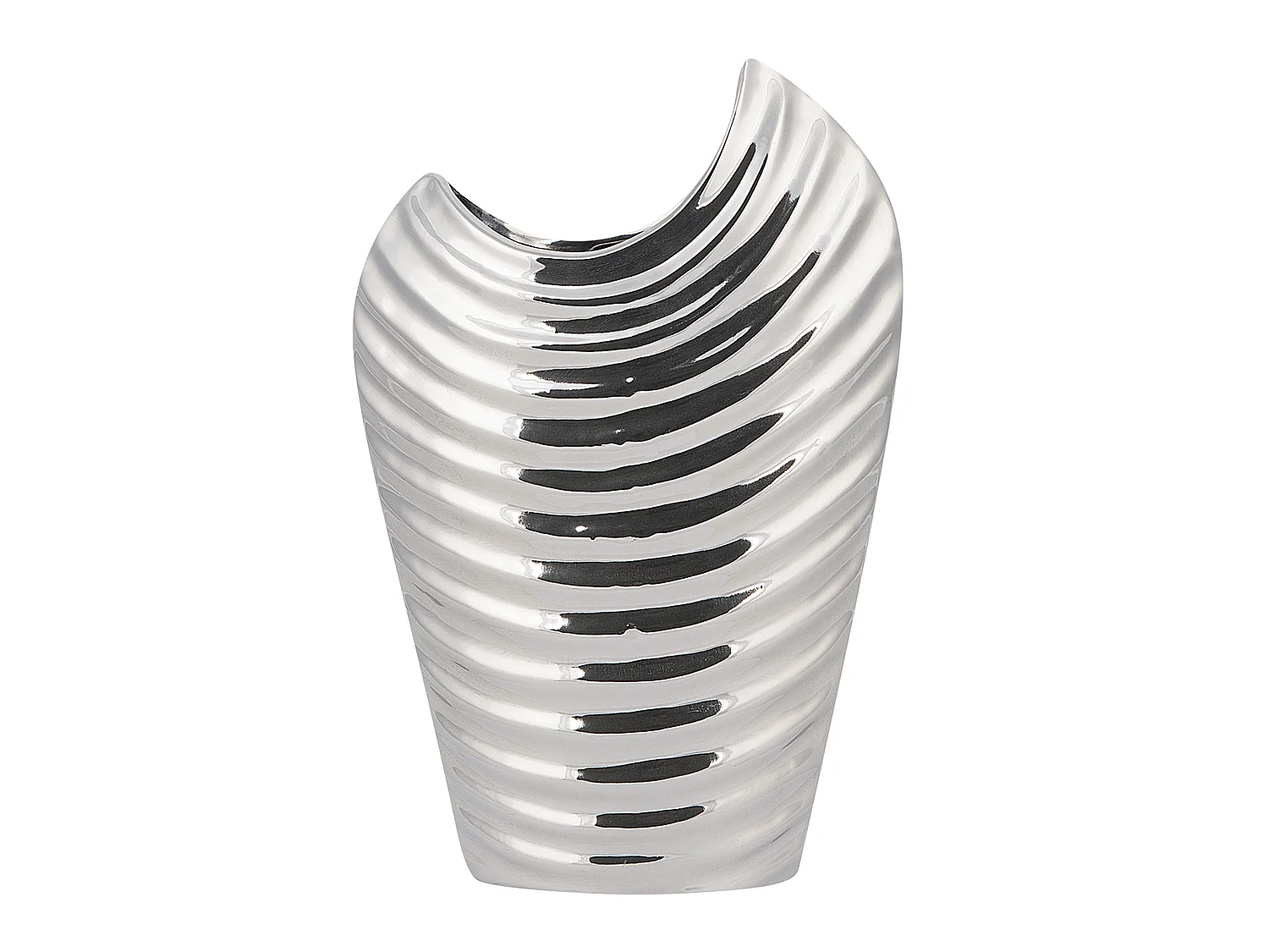 Vase décoratif ECETRA Grès 26 cm Argenté