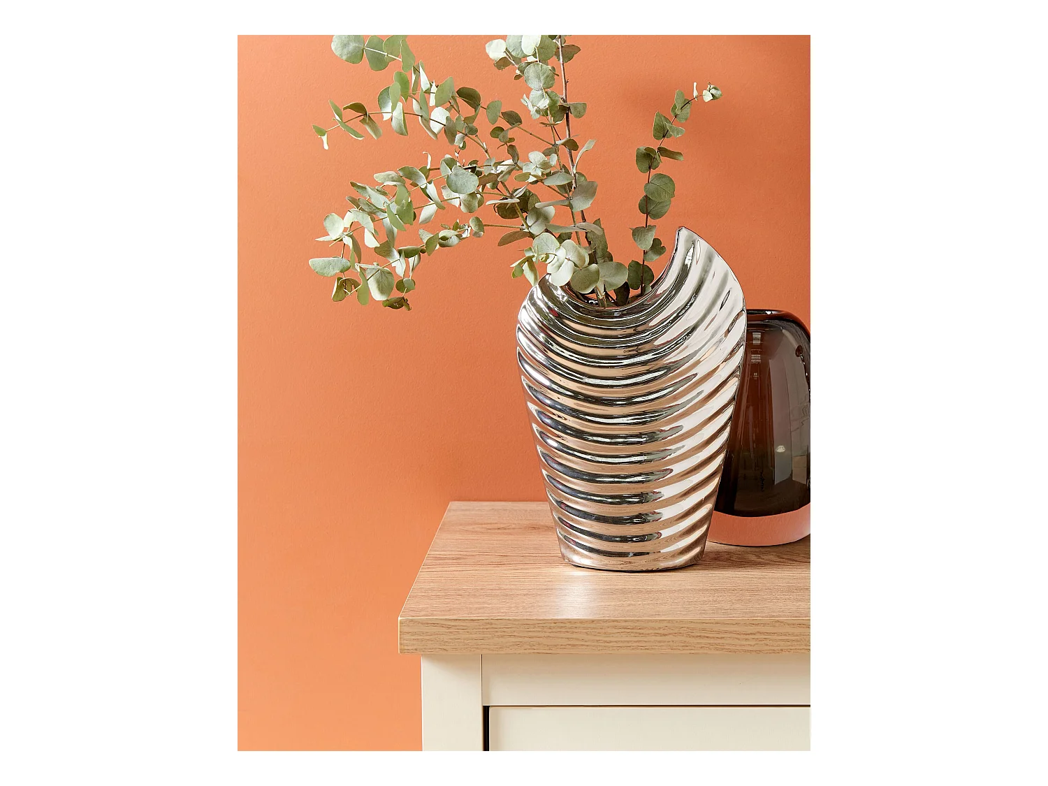 Prächtige Vase in Silber-Optik silbern Ecetra