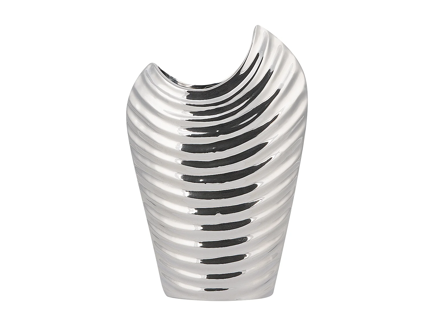 Jarrón decorativo ECETRA Gres 26 cm Plateado