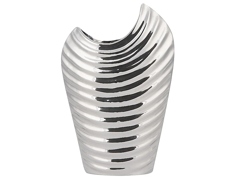 Vase décoratif ECETRA Grès 26 cm Argenté