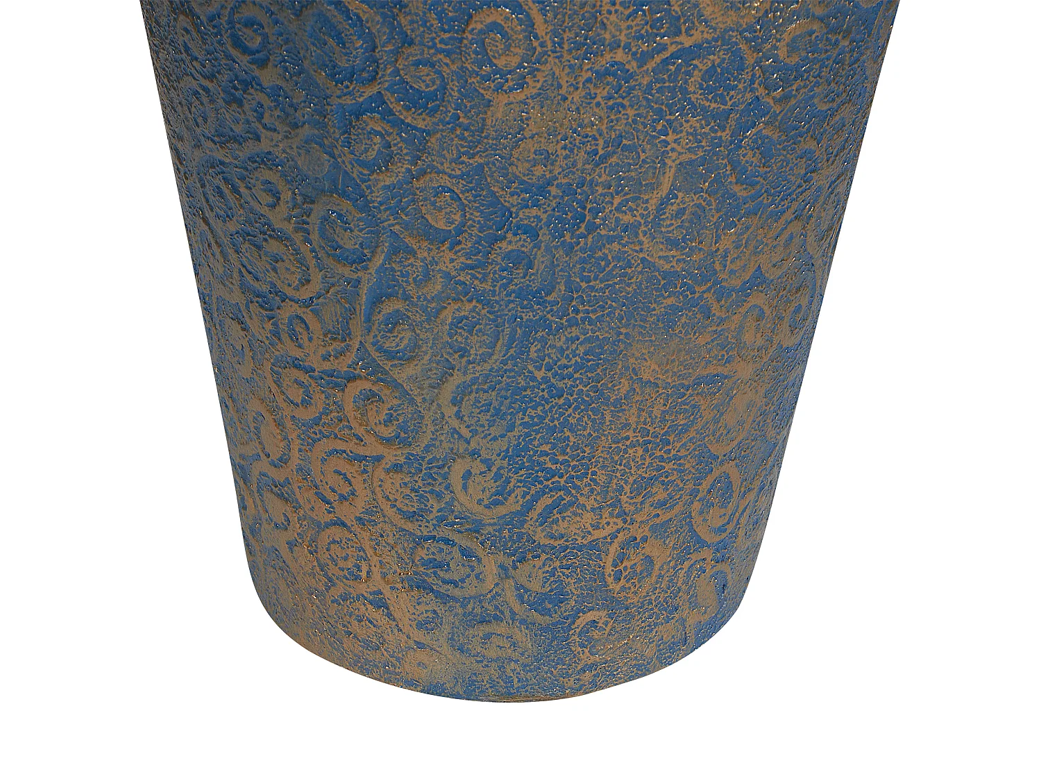 Formschöne, moderne Deko-Bodenvase aus Ton in Gold/Türkis Massa