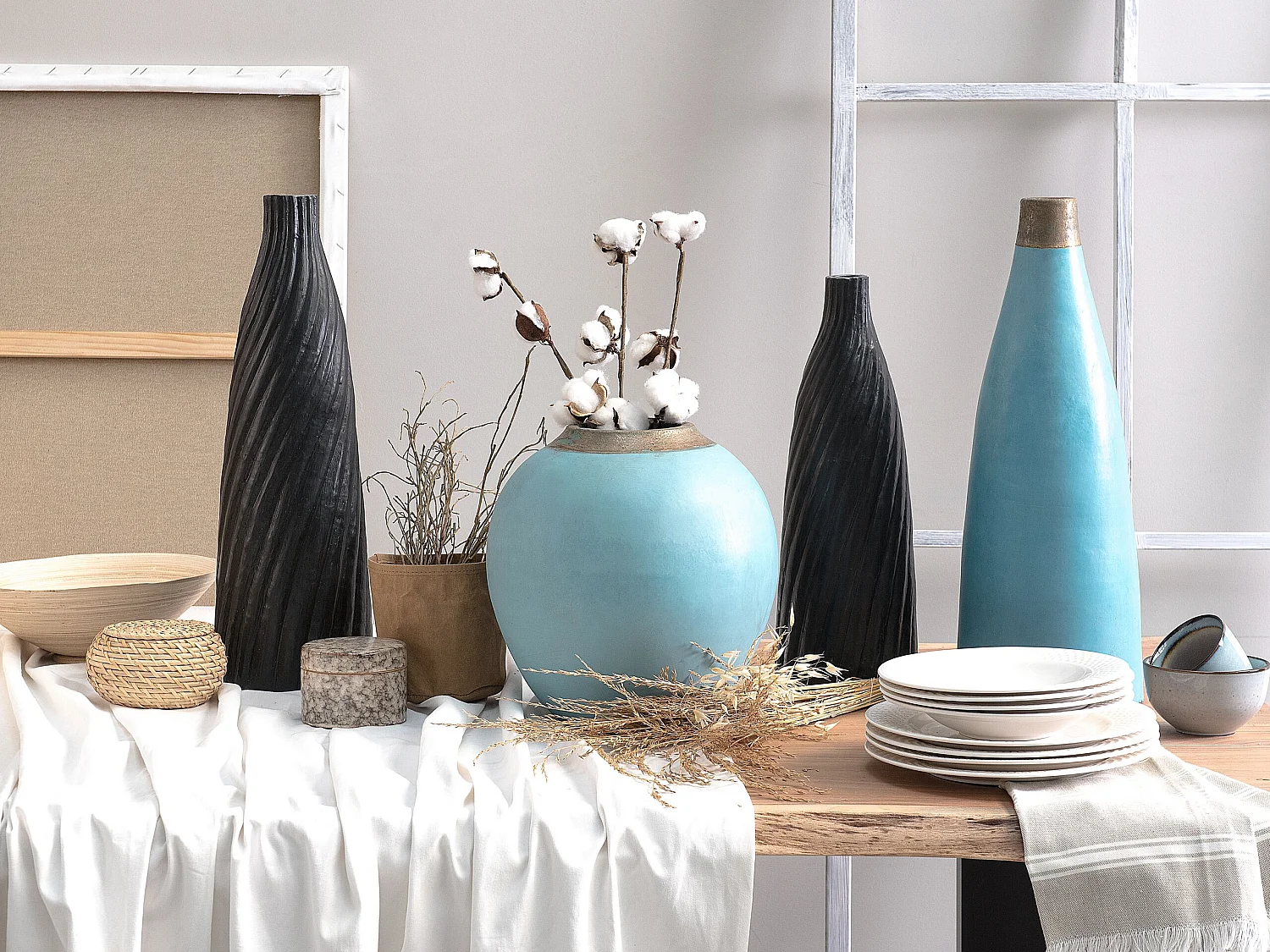 Moderne Deko-Bodenvase in Schwarz 54 cm Florentia