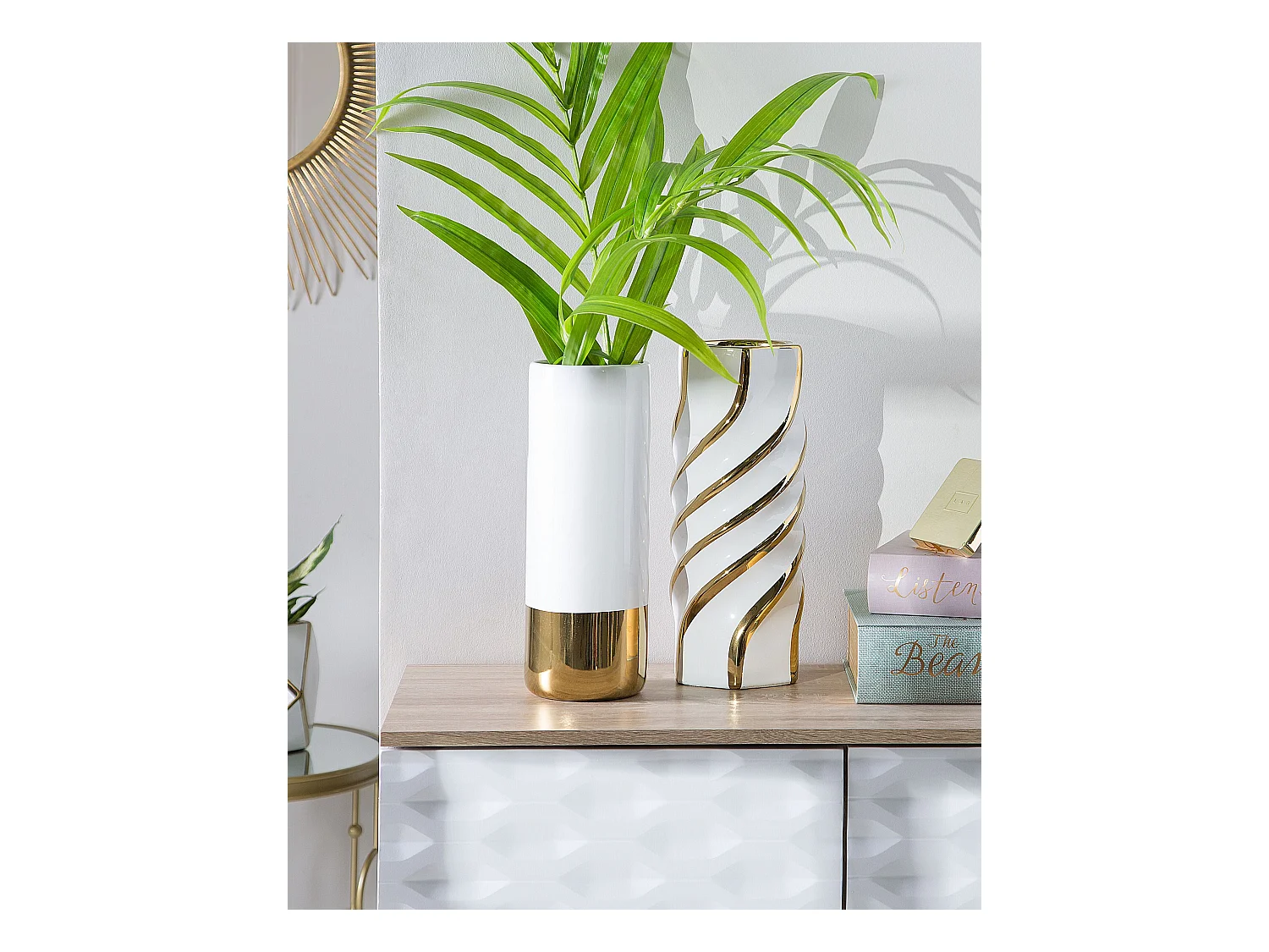 Bloemenvaas GELIDA Steengoed 36 cm Wit