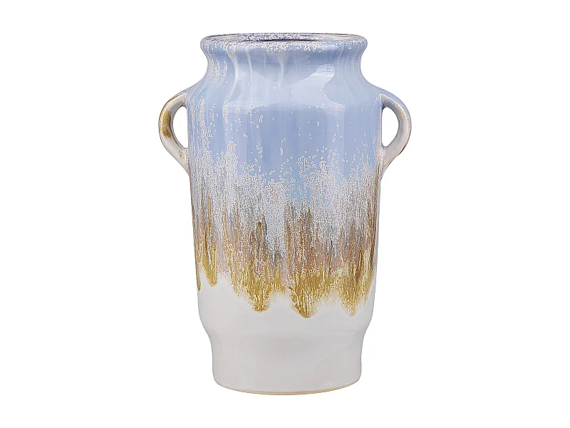 Vase Steinzeug mehrfarbig blau weiß gold 25 cm wasserdicht handgefertigt Gerrha
