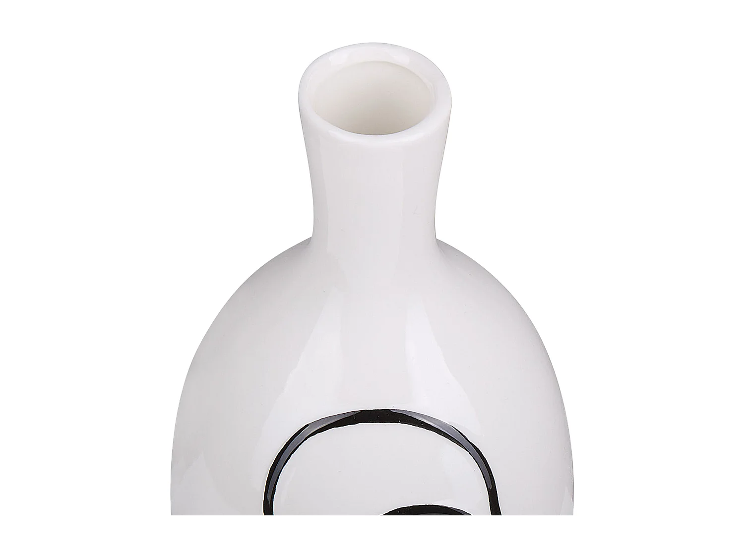 Blumenvase aus Steinzeug weiß mit aufgedrucktem Gesicht schwarz Dekoration Akrai