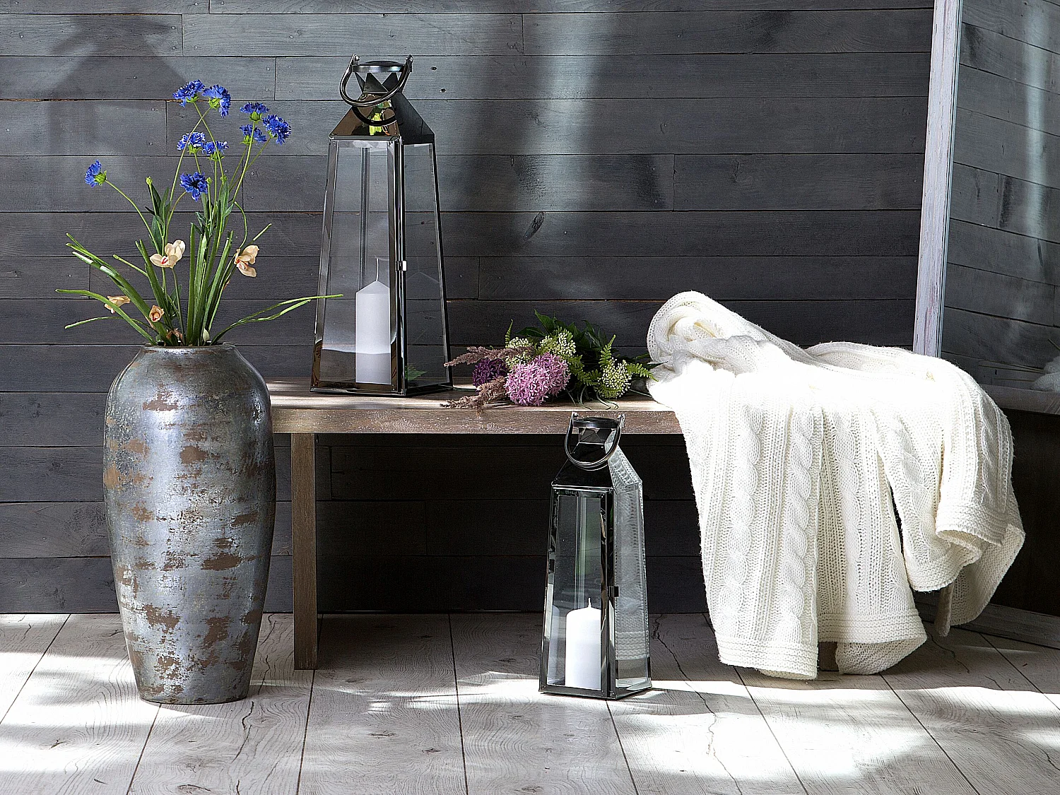 Vase décoratif LORCA Céramique 48 cm Gris foncé