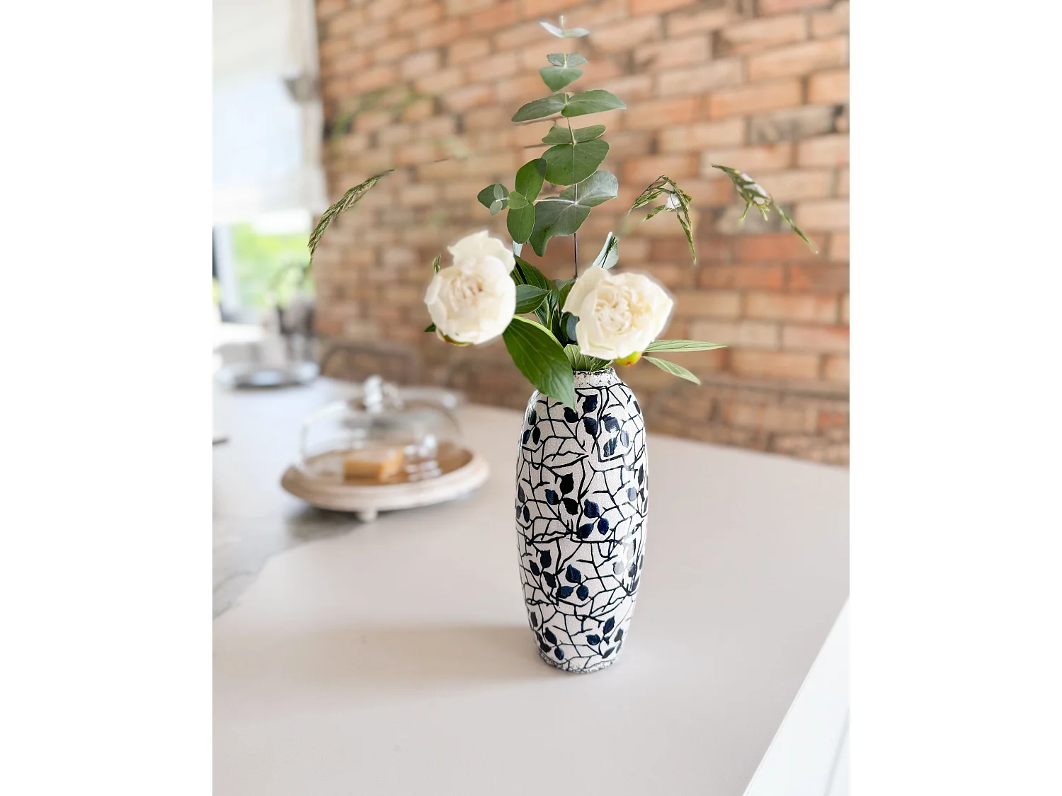 Vase à fleurs MUTILENE Grès 25 cm Blanc