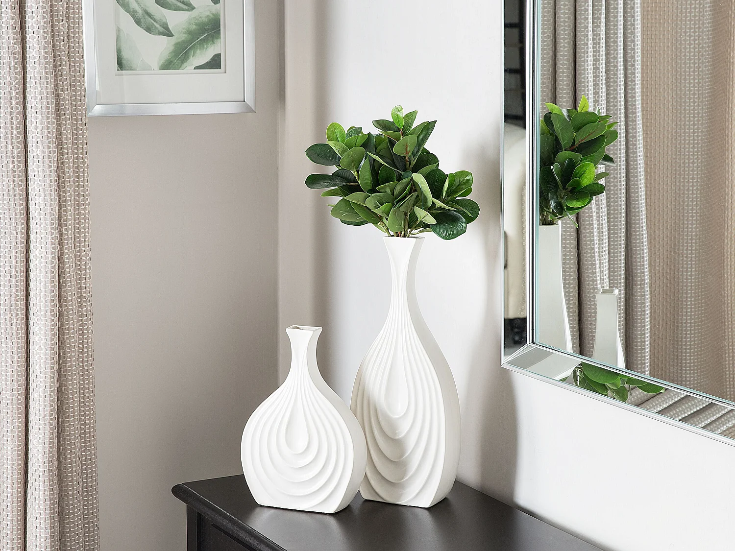 Vase décoratif THAPSUS Céramique 39 cm Blanc