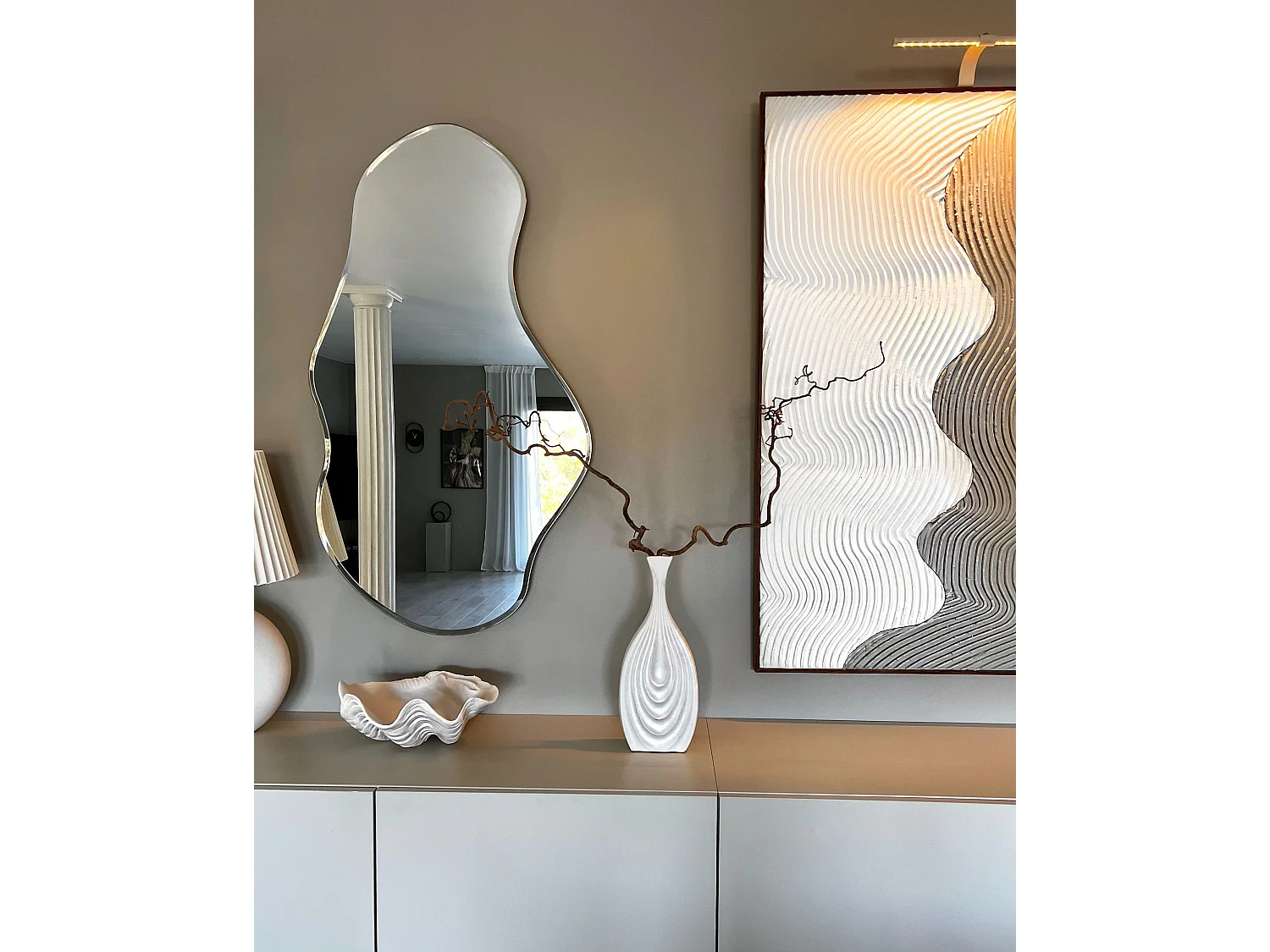 Dekovase THAPSUS Keramik 39 cm Weiss