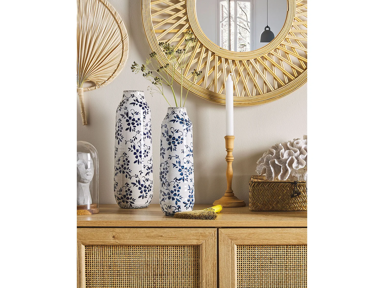 Jarro de flores MULAI Grés 35 cm Branco