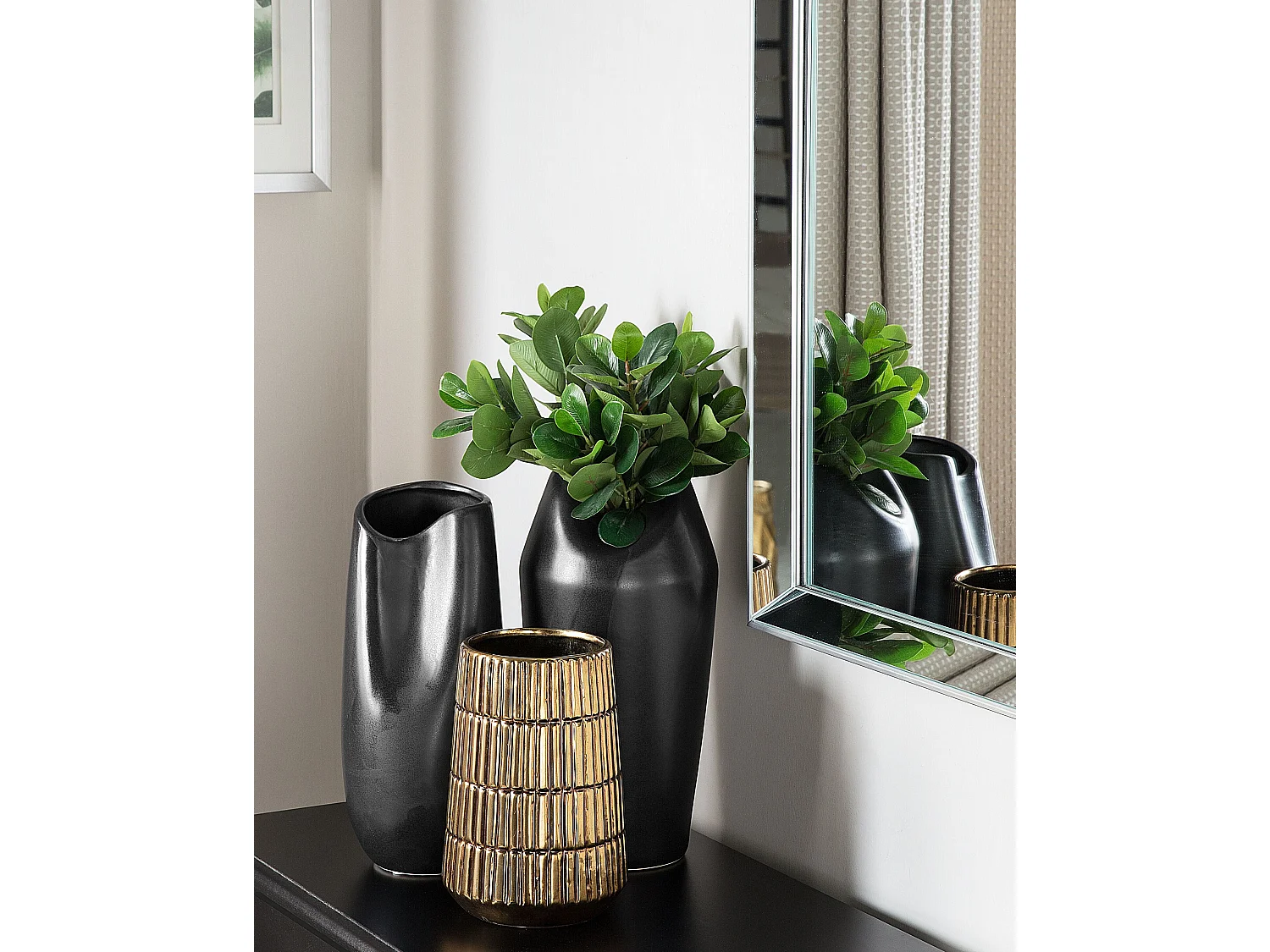 Vase décoratif APAMEA Grès 33 cm Noir