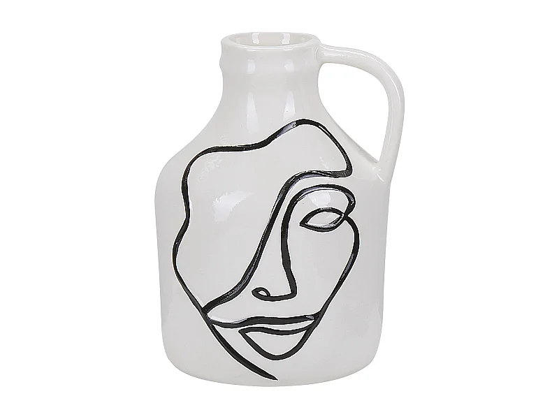 Vase à fleurs AGRINION Grès 19 cm Blanc